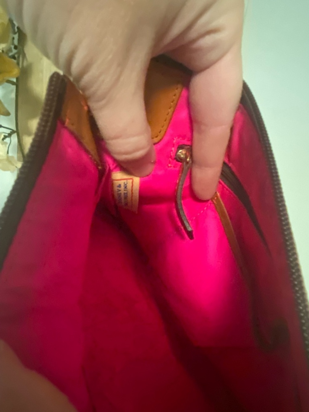 EUC kate spade Chevron Colorblock Leather Crossbody Burgundy and Pink. Callout - Picture 5 of 11